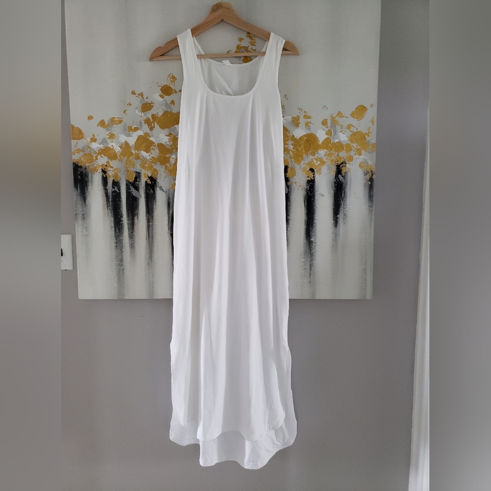 Pima cotton open back midi dress sz 6 white - Picture 5 of 8